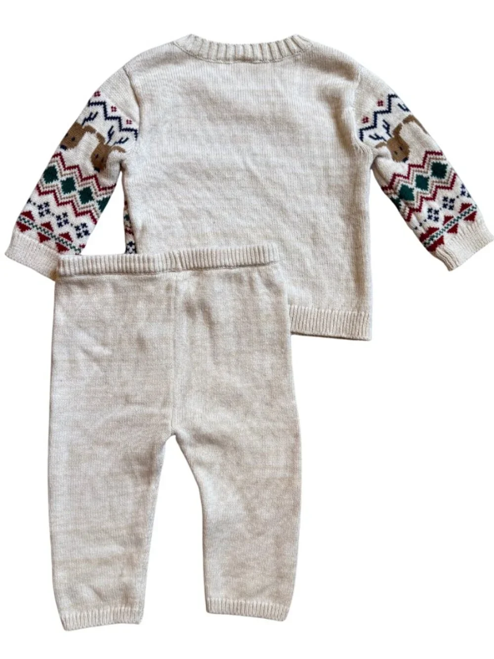 Carter’s LIKE NEW Fair Isle Reindeer Sweater & Pants Set Ivory Holiday 9M